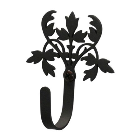 Village Wrought Iron Village Wrought Iron WH-173-S Floral Wall Hook Small - Black WH-173-S
